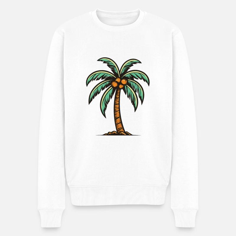 Icône de palmier - Pull Premium bio Homme - blanc
