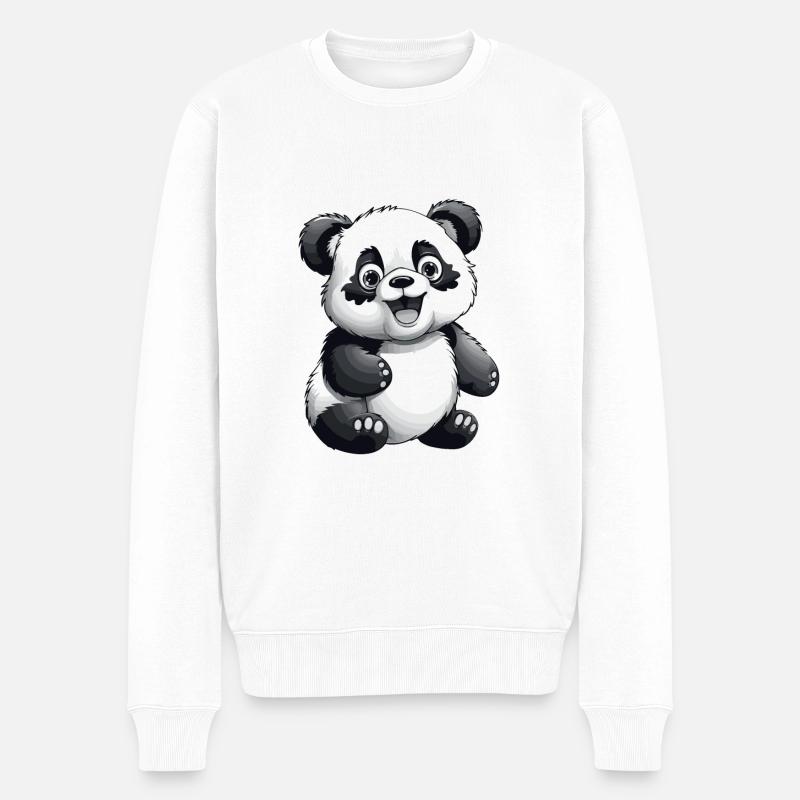 Panda Tier - Männer Premium Bio Pullover - Weiß