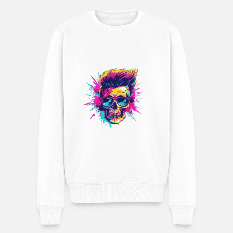 Techno Skull Party - Pull Premium bio Homme - blanc