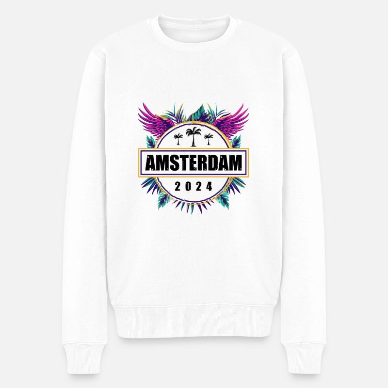 Amsterdam 2024 Team - Männer Premium Bio Pullover - Weiß
