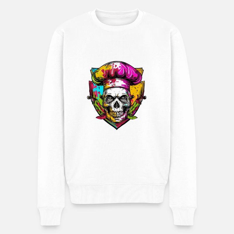 Crâne Squelette Chef - Pull Premium bio Homme - blanc