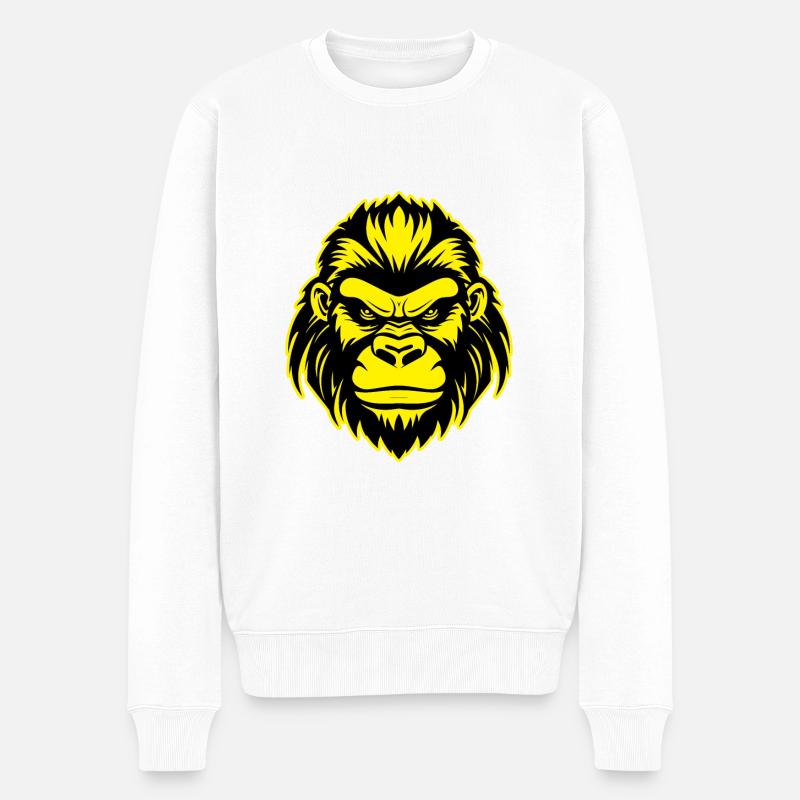 Gorilla Logo - Männer Premium Bio Pullover - Weiß
