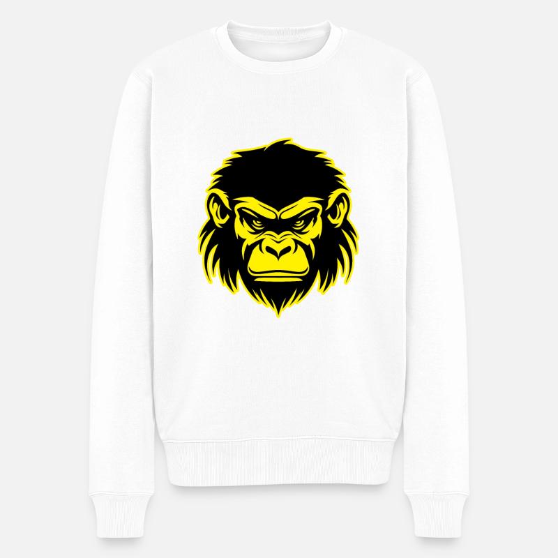 Portrait d’animal de singe - Pull Premium bio Homme - blanc