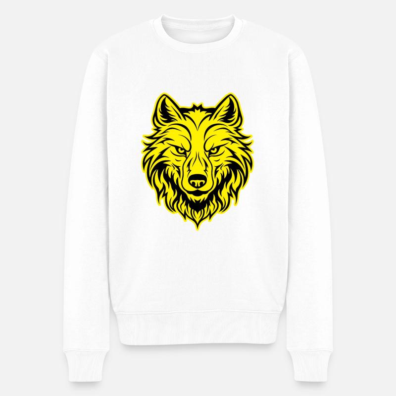 Portrait d’animal loup - Pull Premium bio Homme - blanc