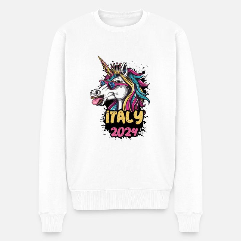 Italien 2024 Einhorn - Männer Premium Bio Pullover - Weiß