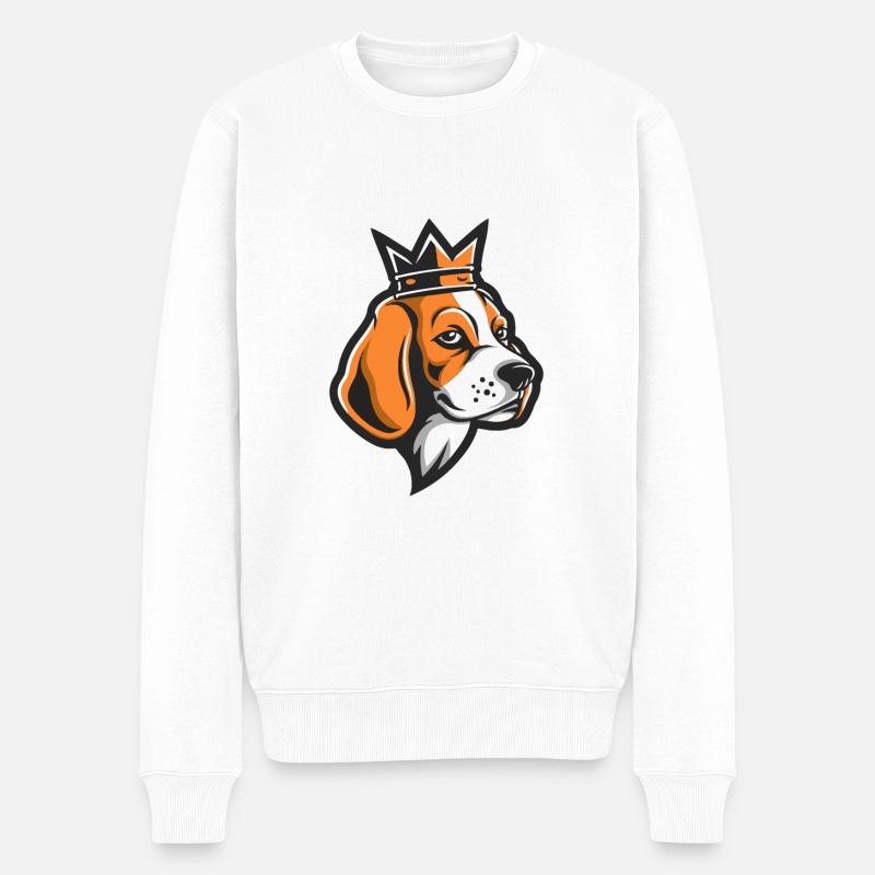 Beagle Hund Krone - Männer Premium Bio Pullover - Weiß