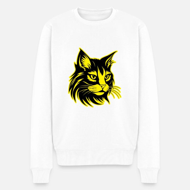 Chat Portrait D’animal - Pull Premium bio Homme - blanc