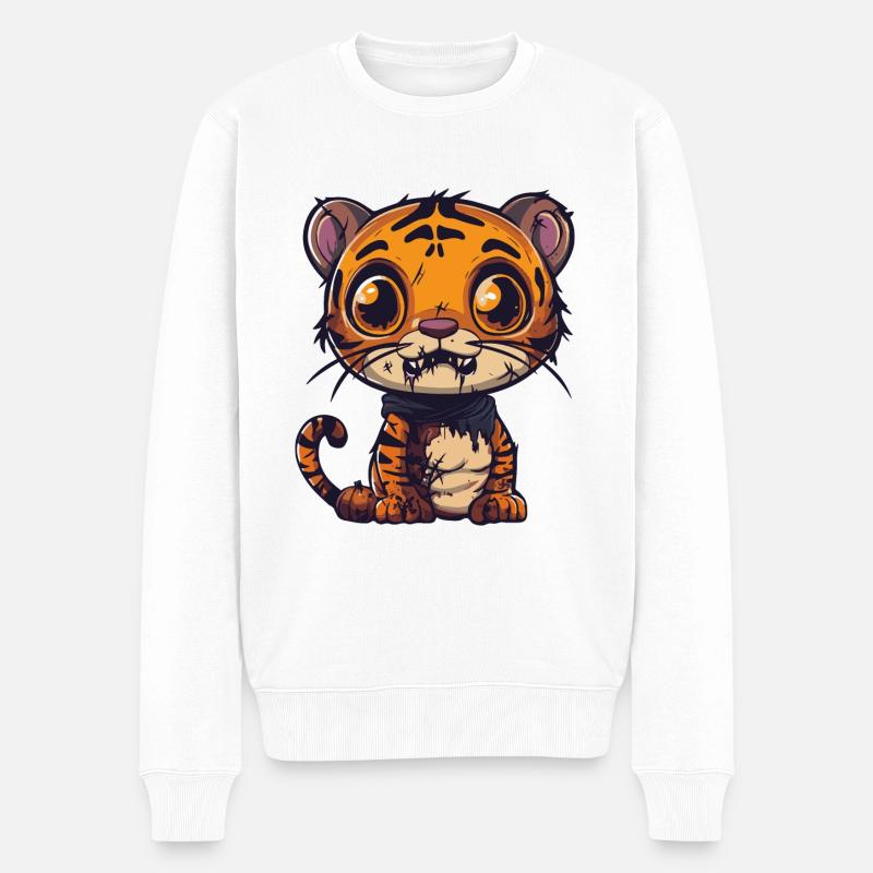 Tiger Halloween Comic Lustig - Männer Premium Bio Pullover - Weiß
