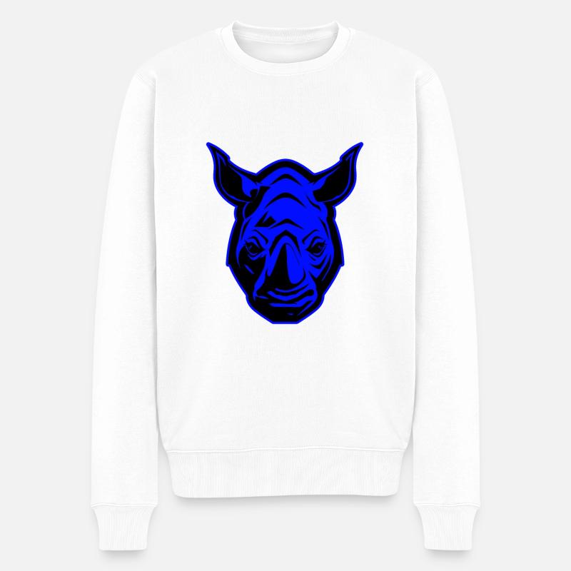 Portrait d’animal rhinocéros - Pull Premium bio Homme - blanc