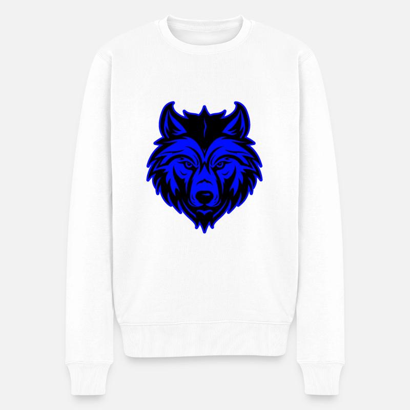 Portrait d’animal loup - Pull Premium bio Homme - blanc