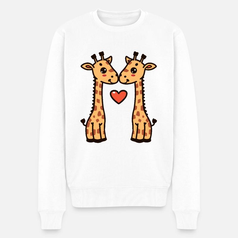 Girafe Couple Saint-Valentin - Pull Premium bio Homme - blanc