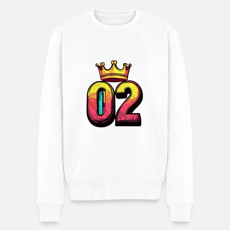 2 Zahl Krone - Männer Premium Bio Pullover - Weiß