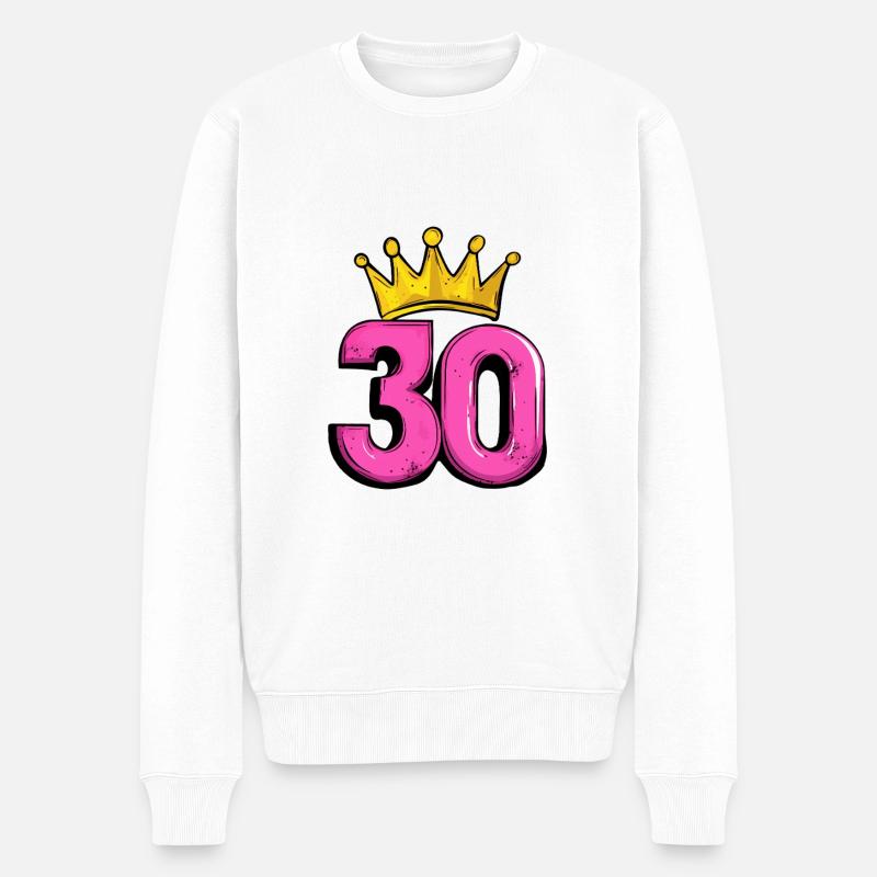 30 Zahl Krone - Männer Premium Bio Pullover - Weiß