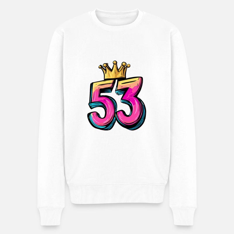 53 Zahl Krone - Männer Premium Bio Pullover - Weiß