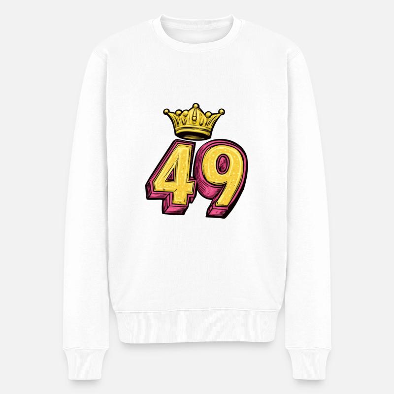 49 Zahl Krone - Männer Premium Bio Pullover - Weiß