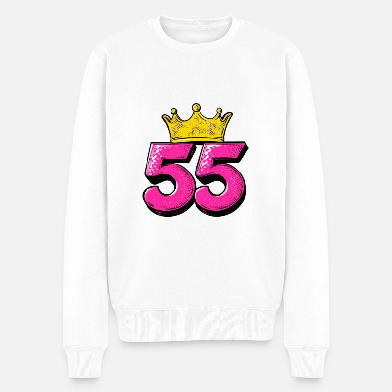55 Zahl Krone - Männer Premium Bio Pullover - Weiß