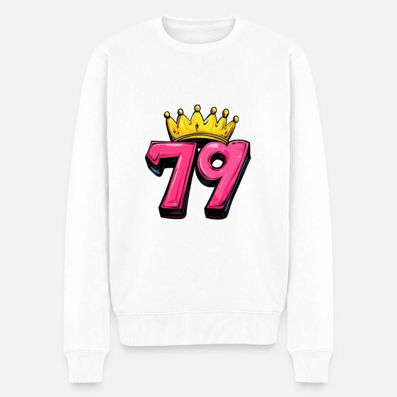 79 Zahl Krone - Männer Premium Bio Pullover - Weiß