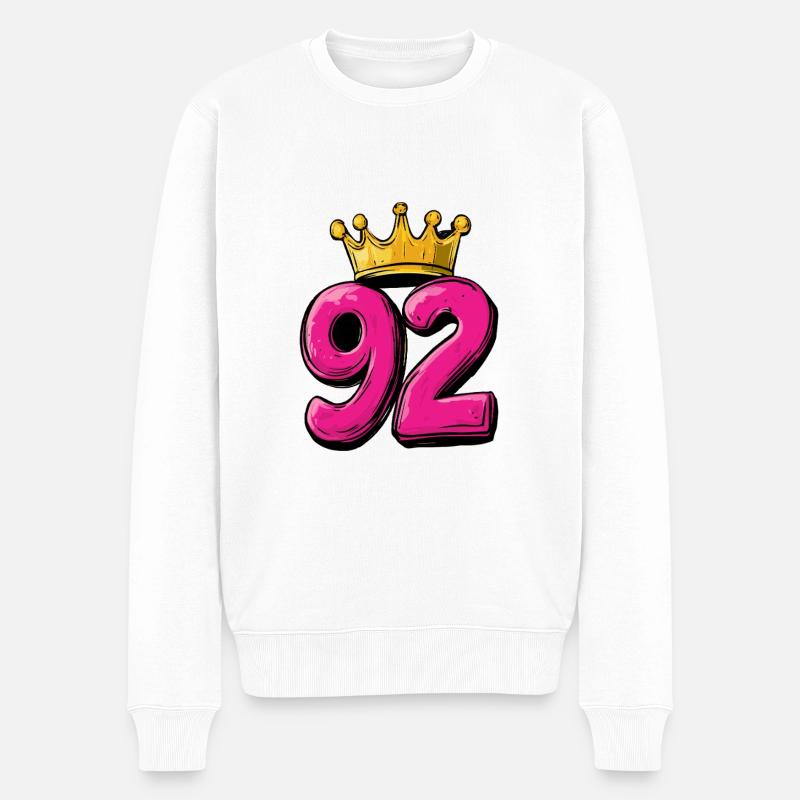 92 Zahl Krone - Männer Premium Bio Pullover - Weiß