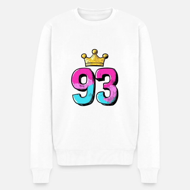 93 Zahl Krone - Männer Premium Bio Pullover - Weiß