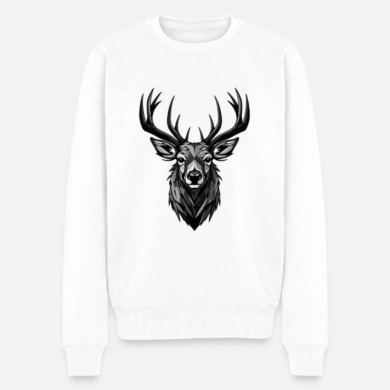 Tête de cerf - Pull Premium bio Homme - blanc