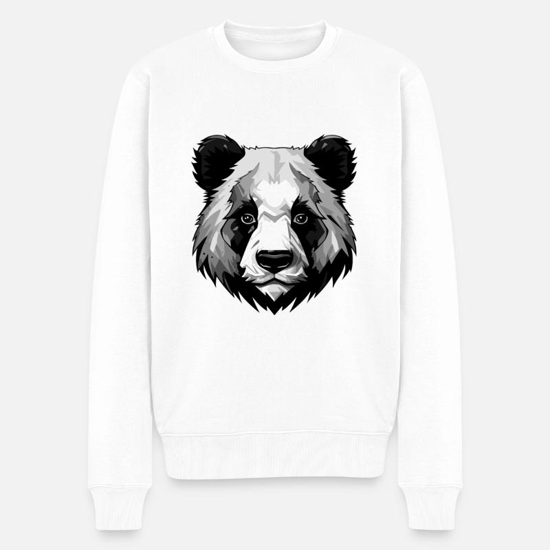 Panda Kopf - Männer Premium Bio Pullover - Weiß