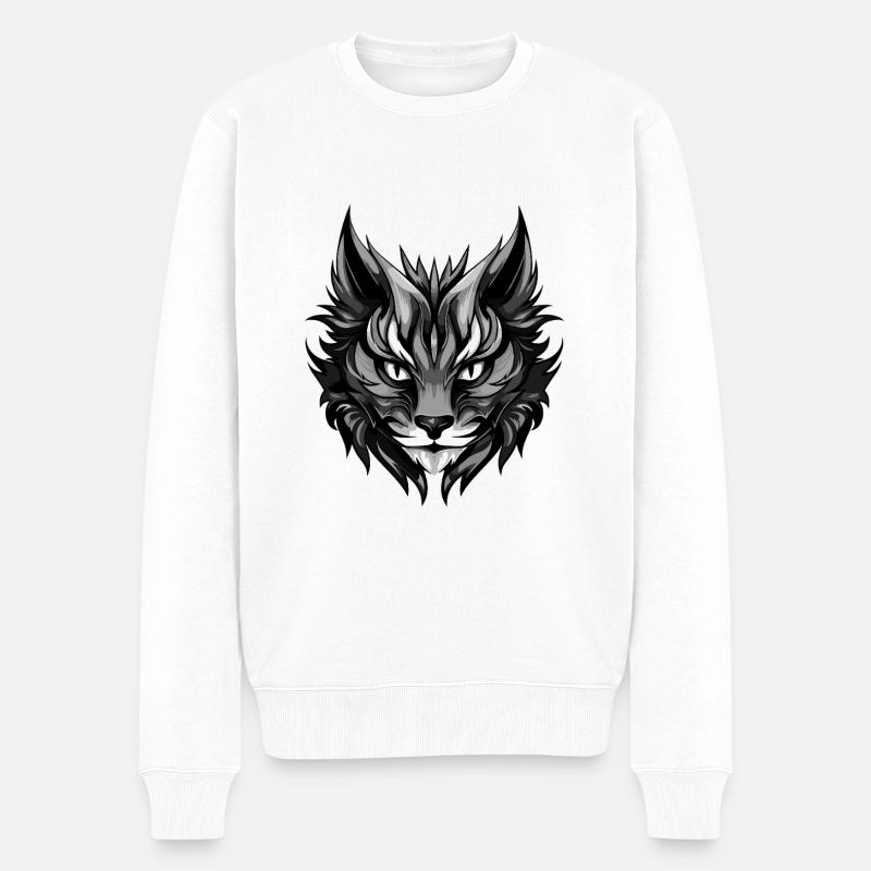 Tête d’icône de chat - Pull Premium bio Homme - blanc