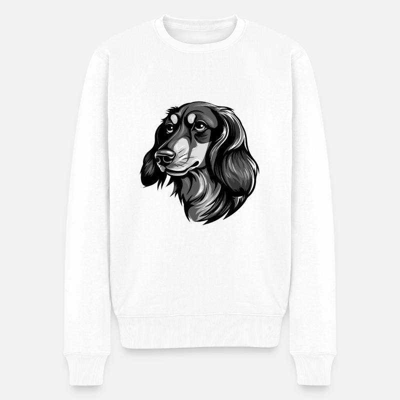 Dachshund Hund Kopf Dackel - Männer Premium Bio Pullover - Weiß