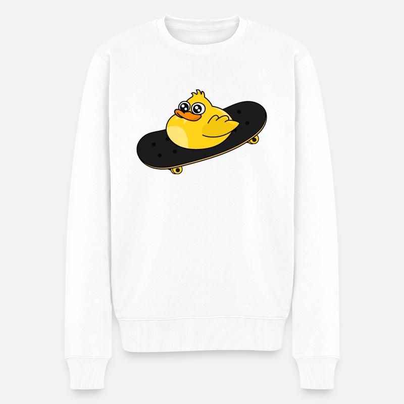 Skate Duck - Männer Premium Bio Pullover - Weiß