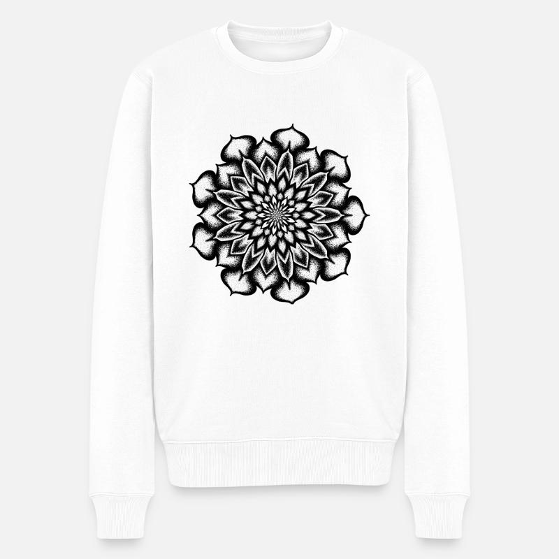Mandala - Männer Premium Bio Pullover - Weiß