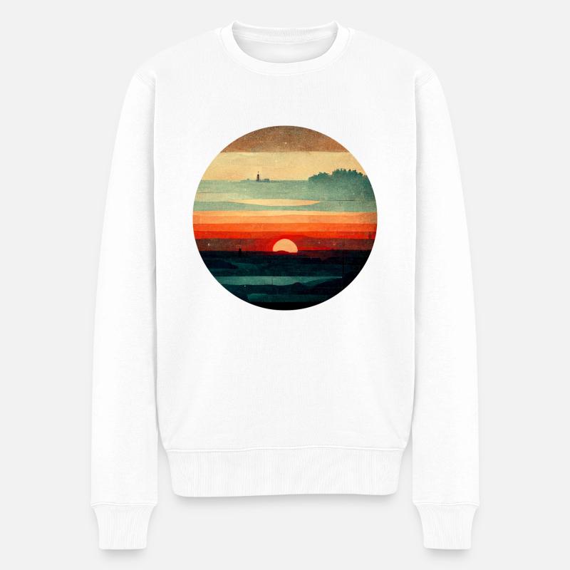 Vintage Sunset Painting - Männer Premium Bio Pullover - Weiß