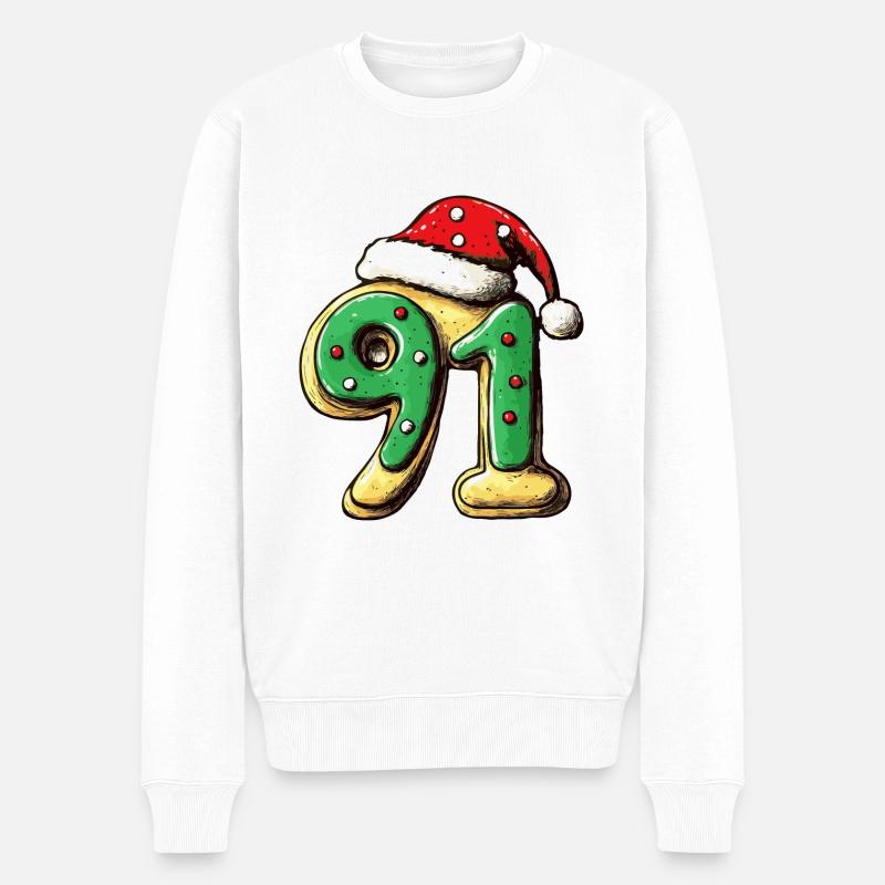 91 Numéro Noël - Pull Premium bio Homme - blanc