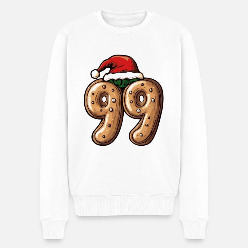 99 Nombre Noël - Pull Premium bio Homme - blanc