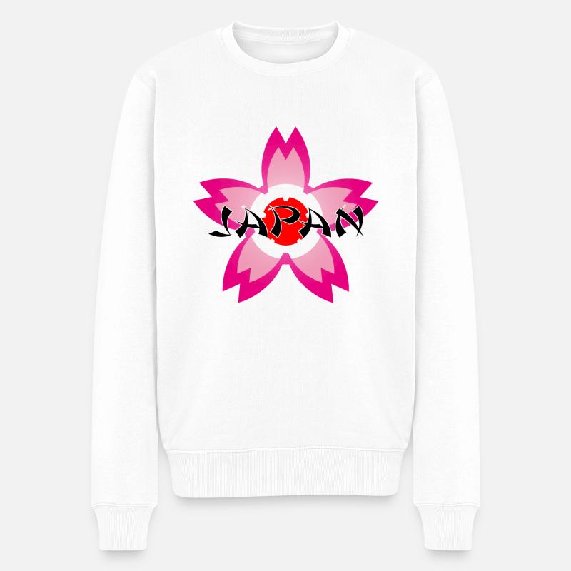 Japan Cherry Blossom - Männer Premium Bio Pullover - Weiß