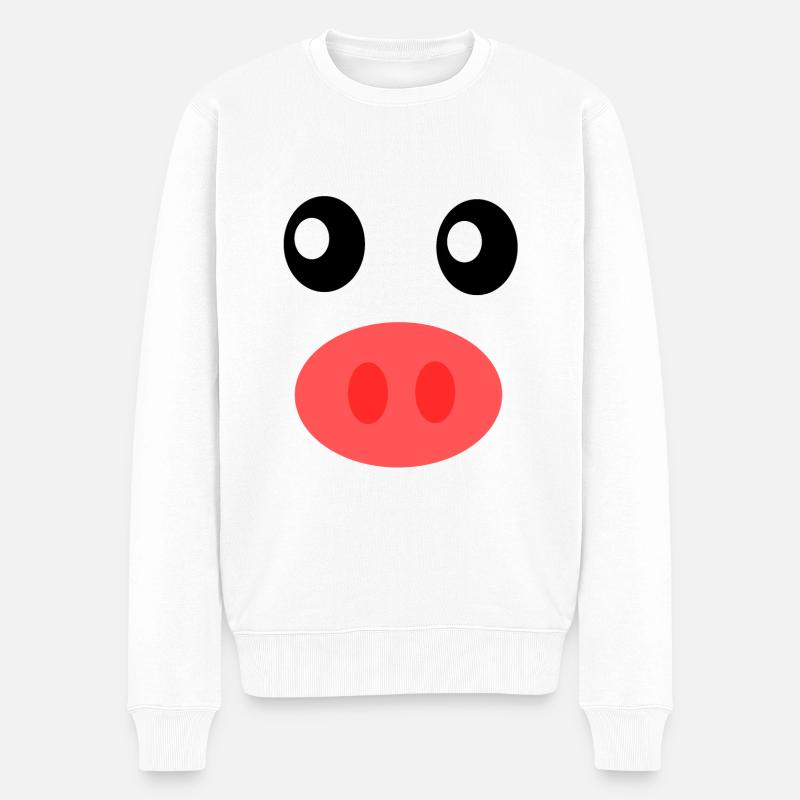 Fasching, Karneval, Kostüm, Schwein - Männer Premium Bio Pullover - Weiß