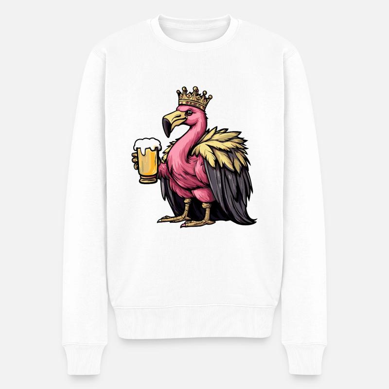 Flamingo Bier Lustig - Männer Premium Bio Pullover - Weiß
