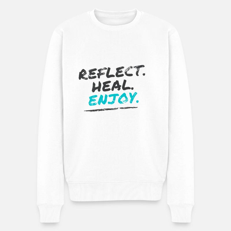Reflect Heal Enjoy - Männer Premium Bio Pullover - Weiß
