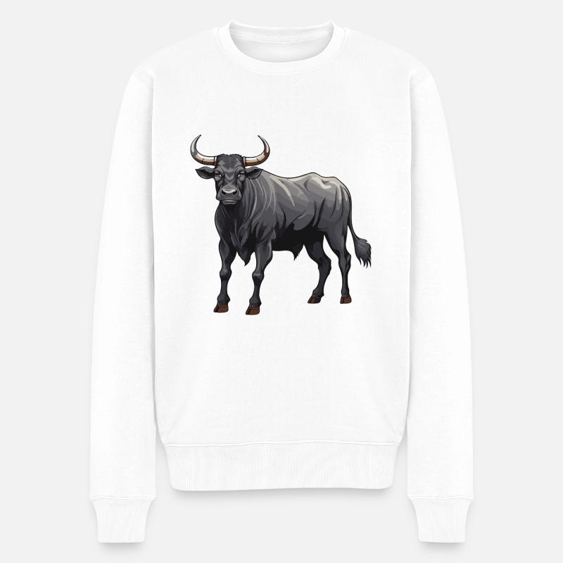 Bulle Tier Taurus - Männer Premium Bio Pullover - Weiß