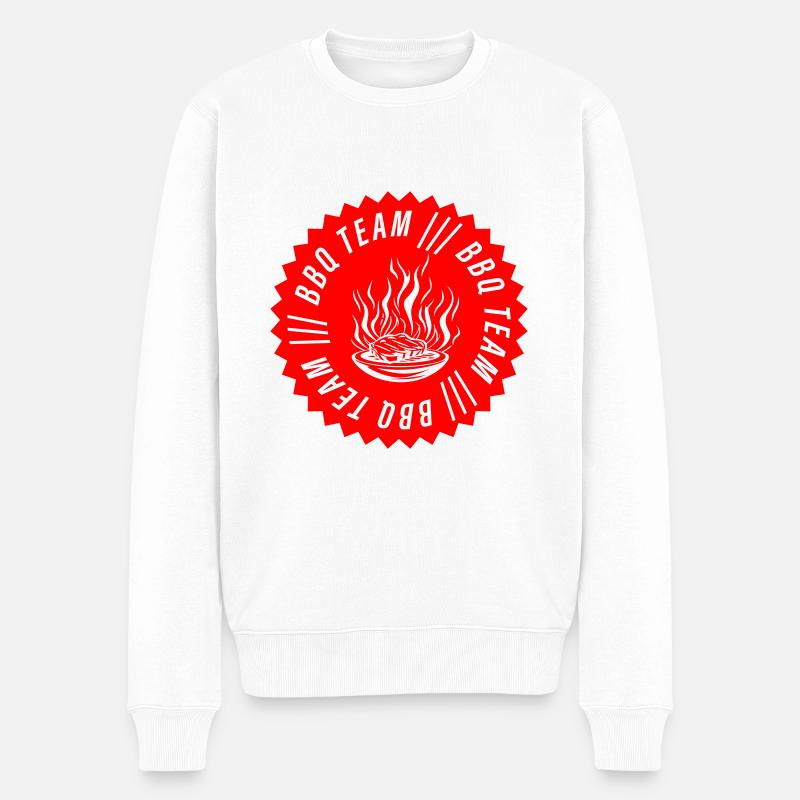 Bbq Team Grillen Barbecue Crew - Männer Premium Bio Pullover - Weiß