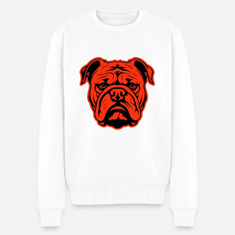 Tête de chien bouledogue - Pull Premium bio Homme - blanc