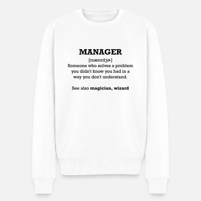 Manager - wizard - Männer Premium Bio Pullover - Weiß