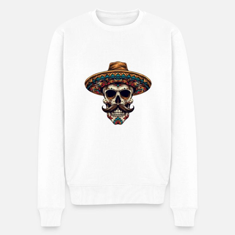 Crâne mexicain - Pull Premium bio Homme - blanc