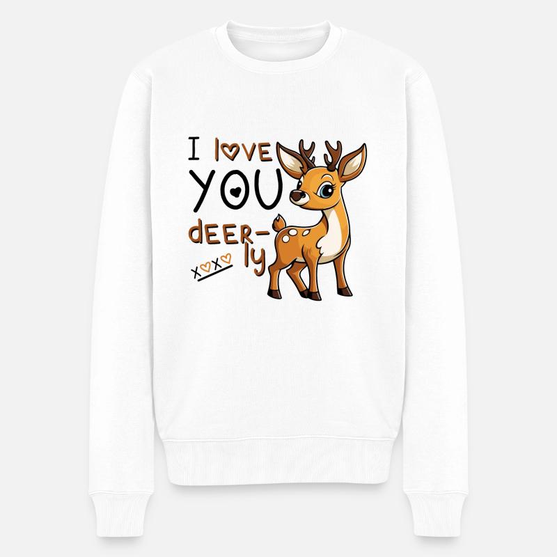 I Love You Deerly - Valentinstag - Männer Premium Bio Pullover - Weiß