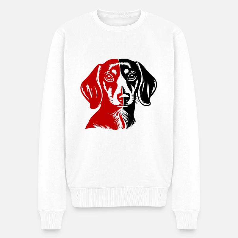 Dachshund Hund Kopf Dackel - Männer Premium Bio Pullover - Weiß