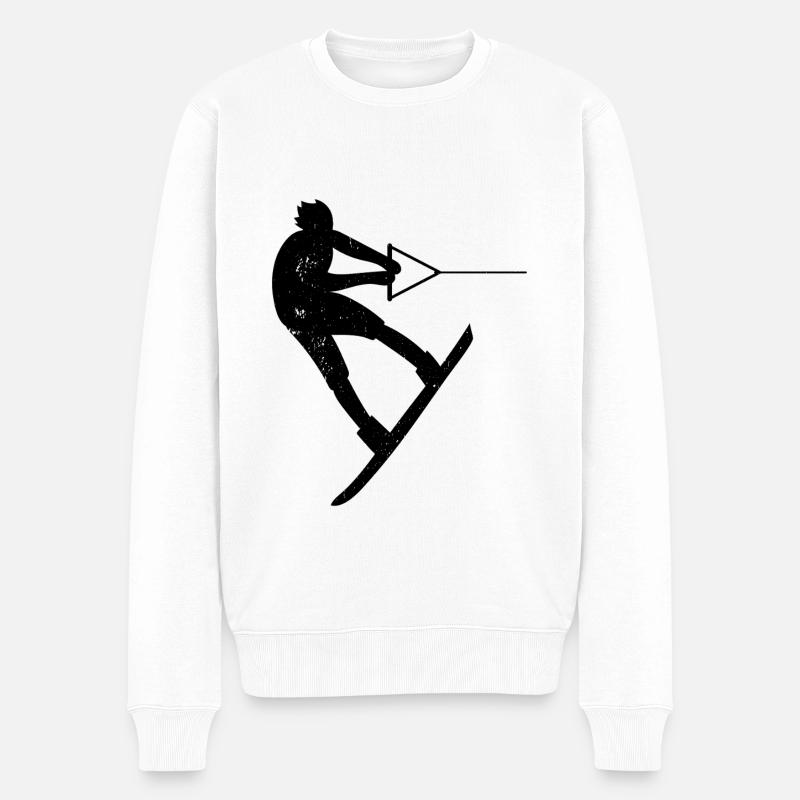 Wakeboarding Wakeboarder Wakesurfing - Männer Premium Bio Pullover - Weiß