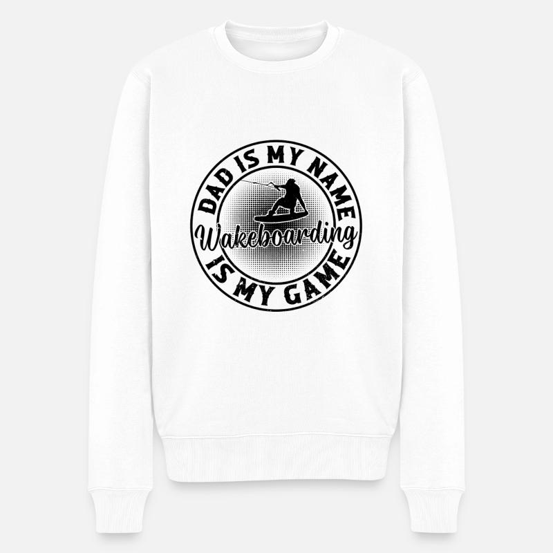 Wakeboard Papa est mon nom Wakeboard est mon - Pull Premium bio Homme - blanc