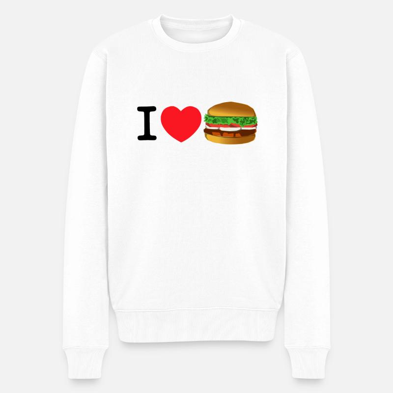 I love Burger - Männer Premium Bio Pullover - Weiß