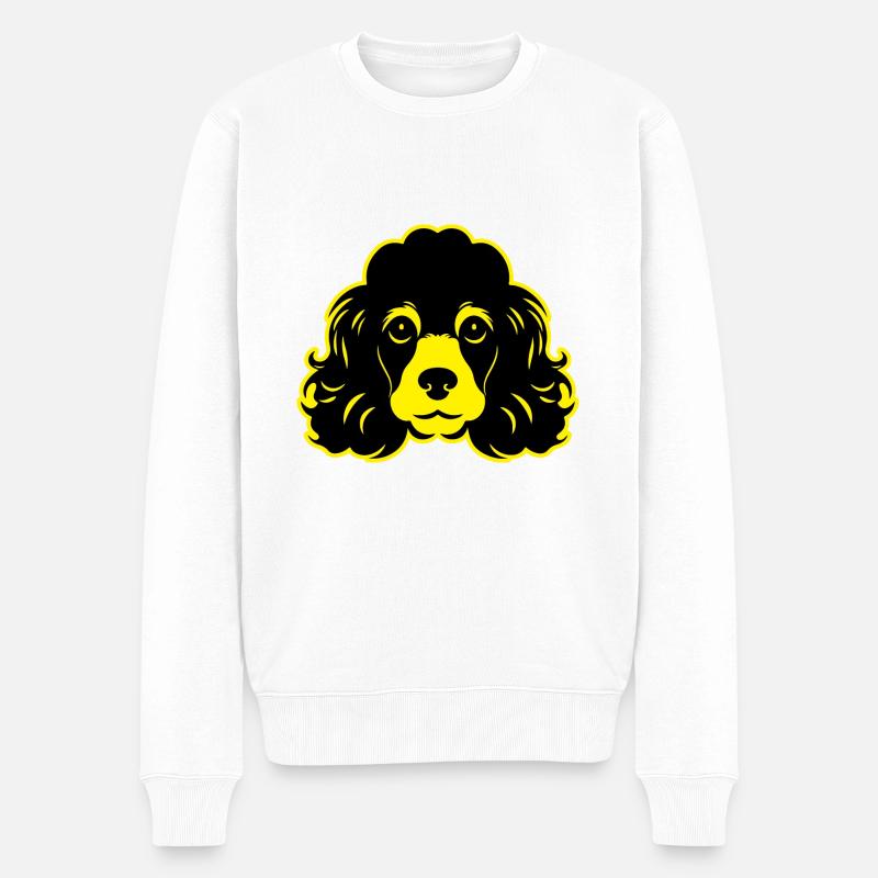 Pudel Hund Tier Porträt - Männer Premium Bio Pullover - Weiß