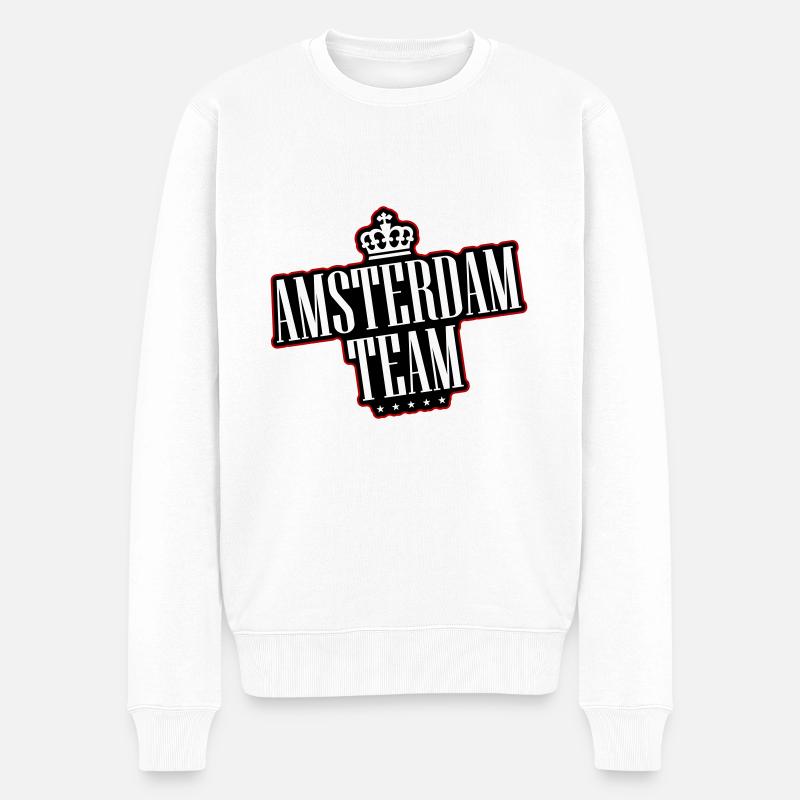 Amsterdam Team - Männer Premium Bio Pullover - Weiß