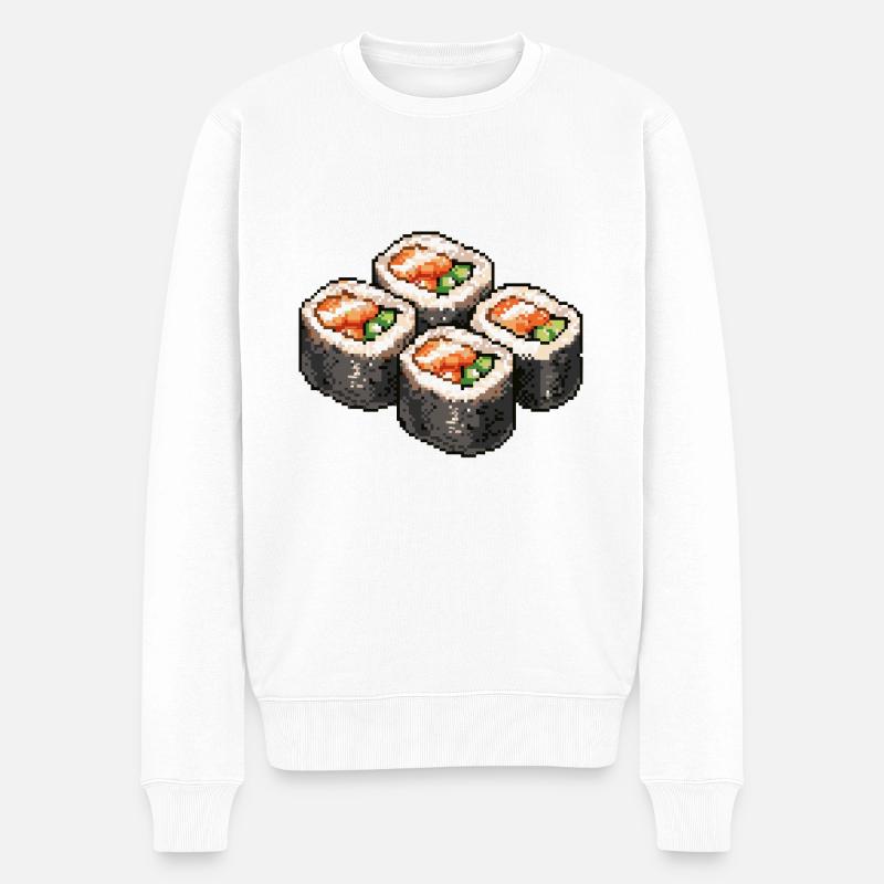 Icône Sushi Pixel - Pull Premium bio Homme - blanc