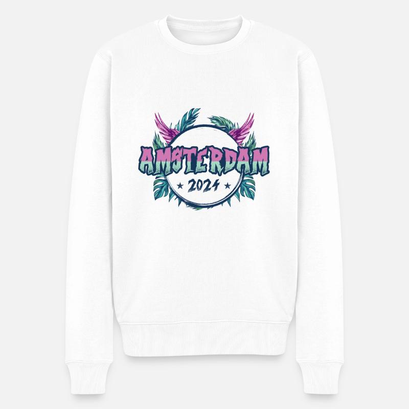 Amsterdam 2024 Urlaub - Männer Premium Bio Pullover - Weiß